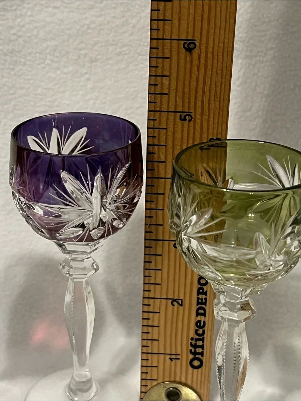 Bohemian Cut to Clear Vintage Crystal Cordial Glasses